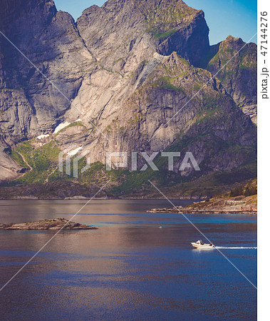 Fjord and mountains landscape. Lofoten islands 47144276