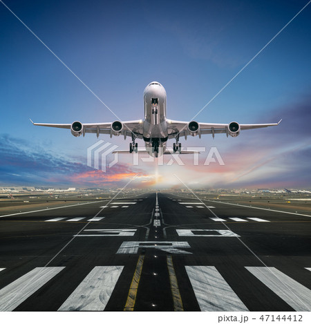 Airplane taking off from the airport. 47144412