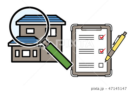 家の査定イメージのイラスト(家と虫眼鏡とチェックリスト) 家の査定イメージのイラスト(家と虫眼鏡とチェックリスト) 47145147