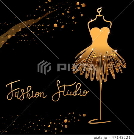 Logo Fashion studio. Custom handmade calligraphy, Vector brush lettering for fashion salon. 47145221