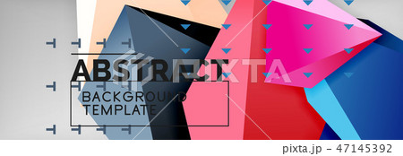 Bright colorful triangular poly 3d composition, abstract geometric background, minimal design 47145392