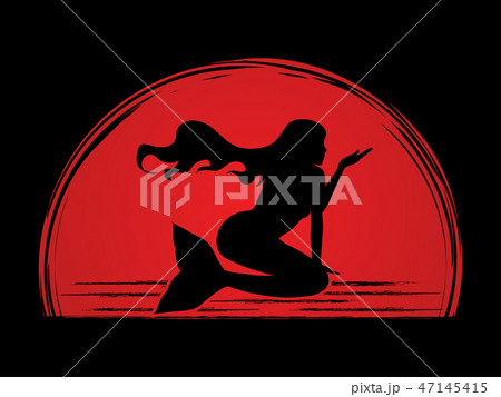Mermaid sitting shape graphic vector Mermaid sitting shape graphic vector 47145415