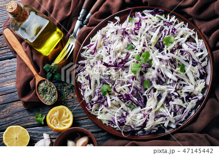 Malfouf Salad, Lebanese Cabbage Slaw in a bowl 47145442