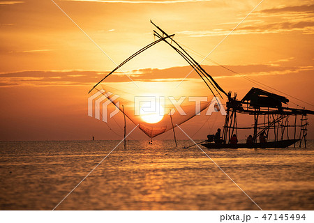 Scenic view of Pakpra early in the beautiful. Scenic view of Pakpra early in the beautiful. 47145494