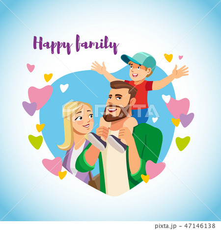Happy Family with Child Cartoon Vector Concept 47146138