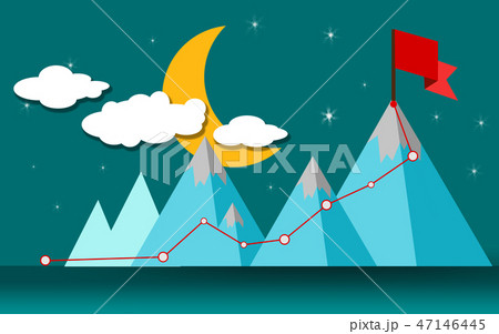 Way to success, flag on the mountain peak Way to success, flag on the mountain peak 47146445