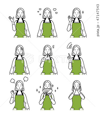 主婦の表情バリエーションセット。 47147543