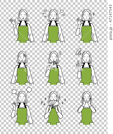 主婦の表情バリエーションセット。 47147543