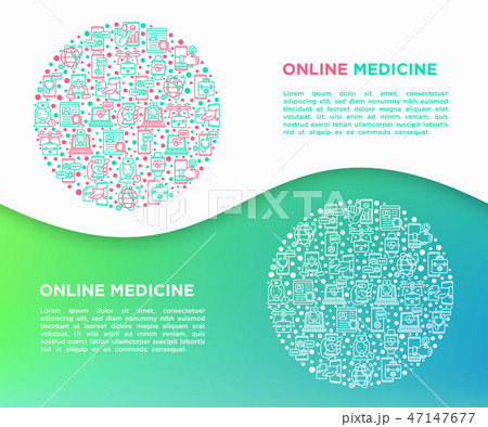 Online medicine, telemedicine concept in circle 47147677