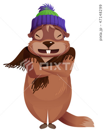 Groundhog day is cold. Groundhog frozen winter 47148299