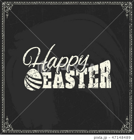 Happy Easter vector text logo on blackboard Happy Easter vector text logo on blackboard 47148489