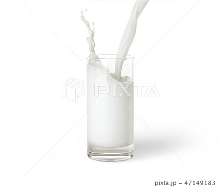 Pouring milk into a glass on white background. Pouring milk into a glass on white background. 47149183