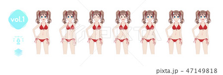 Set sprites emotions anime manga girls in bikini 47149818