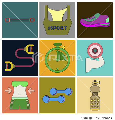 Set of Icons in flat design Fitness equipment 47149823