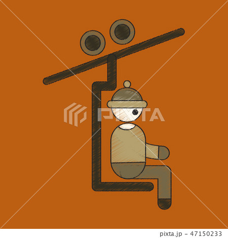 flat shading style icon Man on Ski lift 47150233