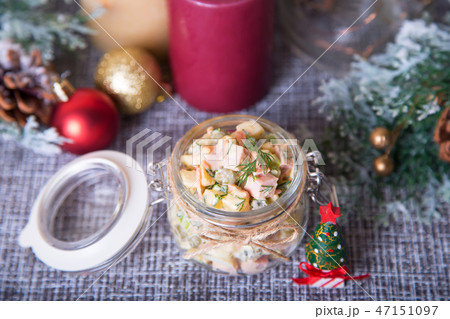 Traditional New Year Russian salad Olivier 47151097