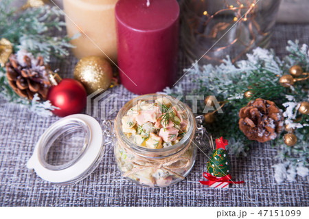 Traditional New Year Russian salad Olivier 47151099