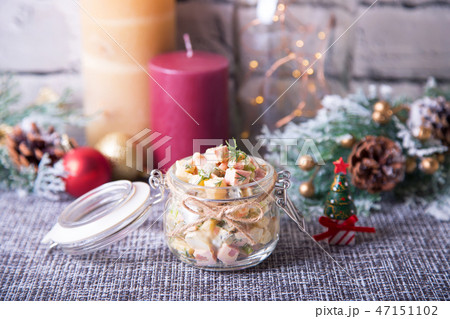 Traditional New Year Russian salad Olivier 47151102