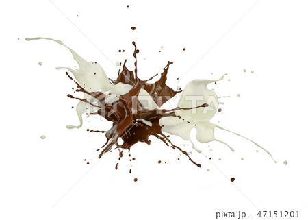 Milk and chocolate splashing against each other Milk and chocolate splashing against each other 47151201