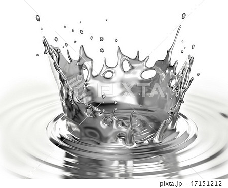 Liquid metal crown splash in liquid metal pool. 47151212