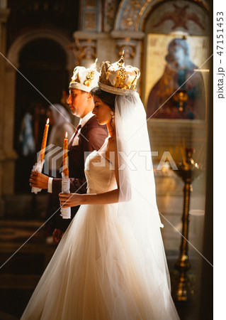 newlyweds wedding ceremony in the church newlyweds wedding ceremony in the church 47151453