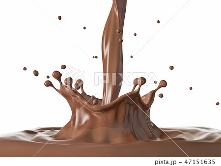 Liquid chocolate crown splash. Side view On white. Liquid chocolate crown splash. Side view On white. 47151635