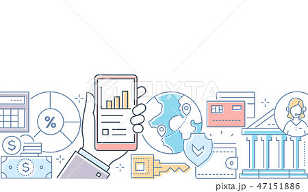 Online banking - modern line design style illustration Online banking - modern line design style illustration 47151886
