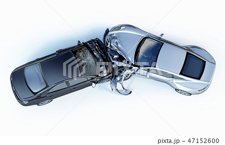 Two cars crashed in accident. Viewed from the top. 47152600