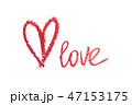 Heart and word love drawn with color lipstick isolated on white. 47153175