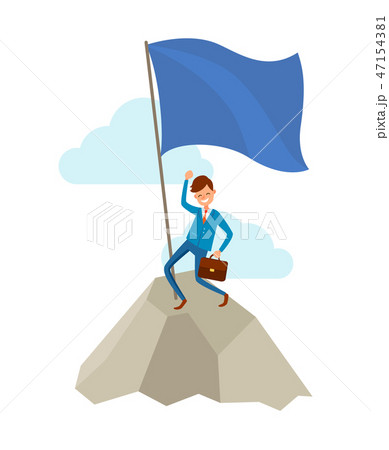 Businessman Going to Success, Climbing Up on Rock 47154381