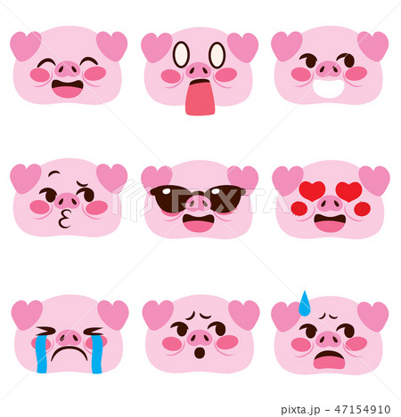 Pig Emoji Avatar Expressions - Stock Illustration [47154910] - PIXTA
