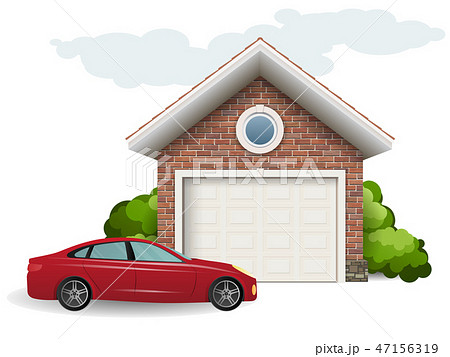 Brick Garage And Carのイラスト素材