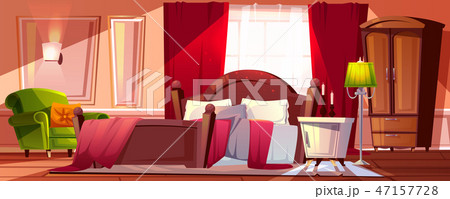 Bedroom in morning mess illustration 47157728