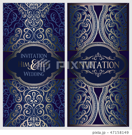 Wedding invitation card with gold shiny Wedding invitation card with gold shiny 47158149