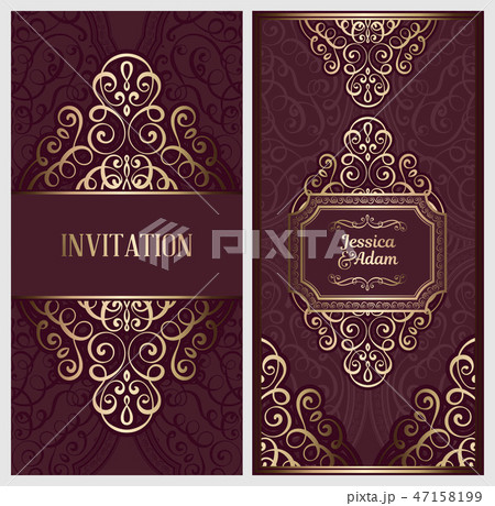 Wedding invitation card with gold shiny Wedding invitation card with gold shiny 47158199