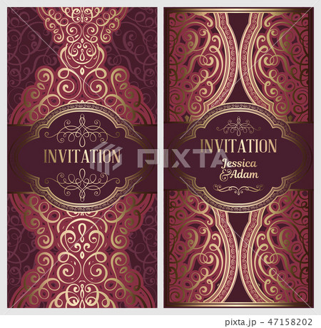 Wedding invitation card with gold shiny Wedding invitation card with gold shiny 47158202