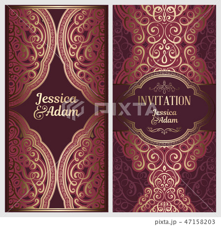 Wedding invitation card with gold shiny Wedding invitation card with gold shiny 47158203