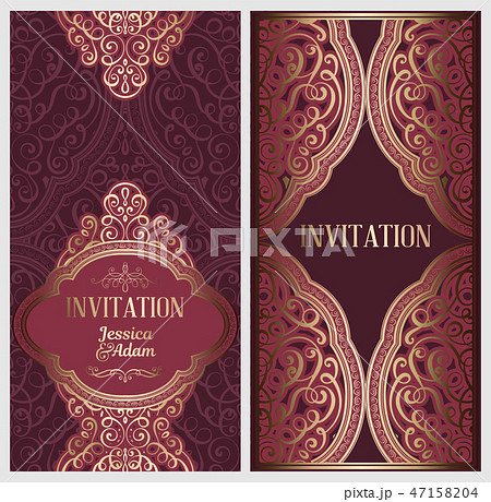 Wedding invitation card with gold shiny Wedding invitation card with gold shiny 47158204