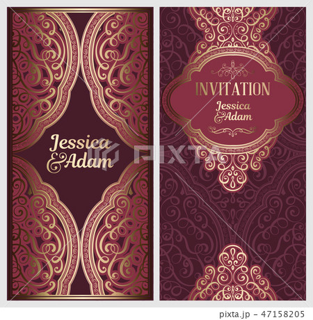 Wedding invitation card with gold shiny Wedding invitation card with gold shiny 47158205