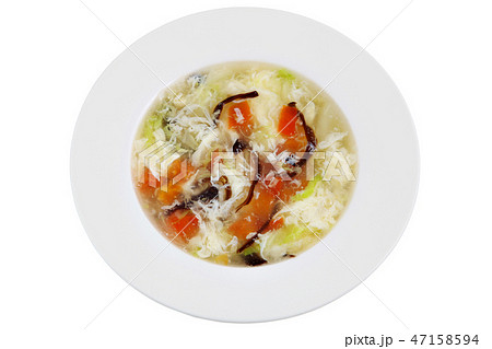 Chinese tomato, egg whites and mushrooms soup 47158594
