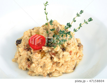 Restaurant dish, risotto with porcini mushrooms 47158604