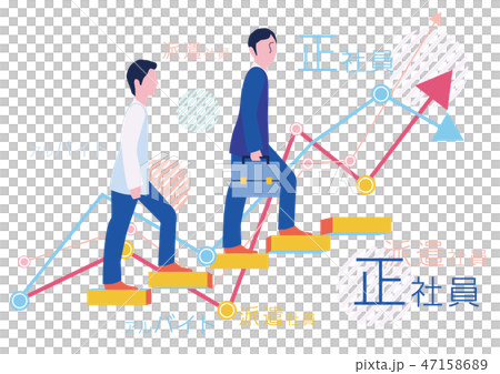 派遣社員と正社員のメリット・デメリットのステップアップ-フラットデザインコンセプトイラスト 派遣社員と正社員のメリット・デメリットのステップアップ-フラットデザインコンセプトイラスト 47158689