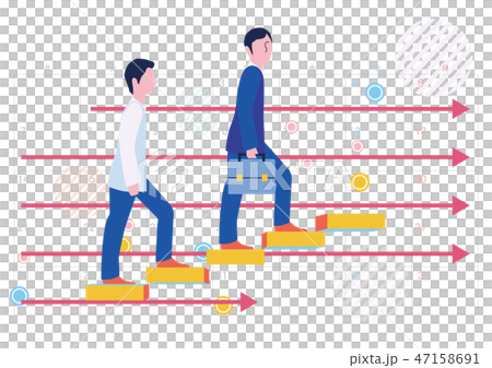 派遣社員期間のステップアップとスケジュール-フラットデザインコンセプトイラスト 派遣社員期間のステップアップとスケジュール-フラットデザインコンセプトイラスト 47158691