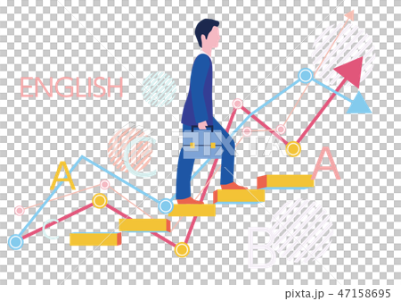 臨時職員英語技能和步上升和圖表平的設計觀念例證 47158695