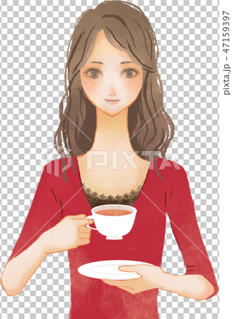 お茶を飲む女性 47159397