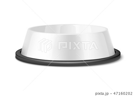 Vector Realistic 3d Glossy White Blank Plastic or Metal Pet Bowl Icon, Mock-up Closeup Isolated on Vector Realistic 3d Glossy White Blank Plastic or Metal Pet Bowl Icon, Mock-up Closeup Isolated on 47160202