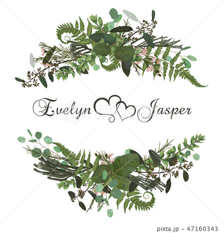 Vector floral bouquet design set, green forest Vector floral bouquet design set, green forest 47160343