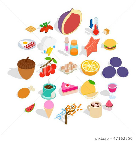 Fruit snack icons set, isometric style 47162550