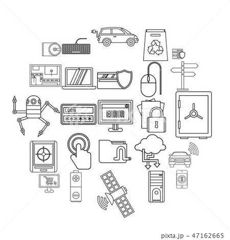 Change in technology icons set, outline style 47162665