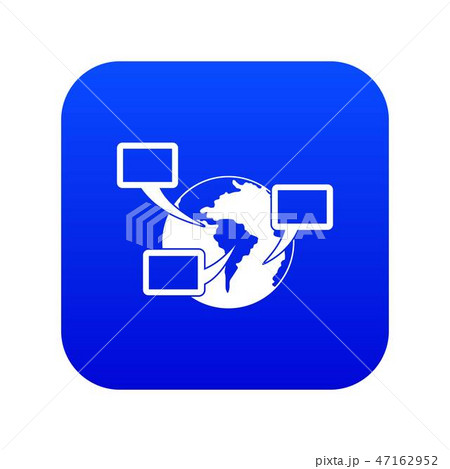 World planet and speech bubbles icon digital blue 47162952